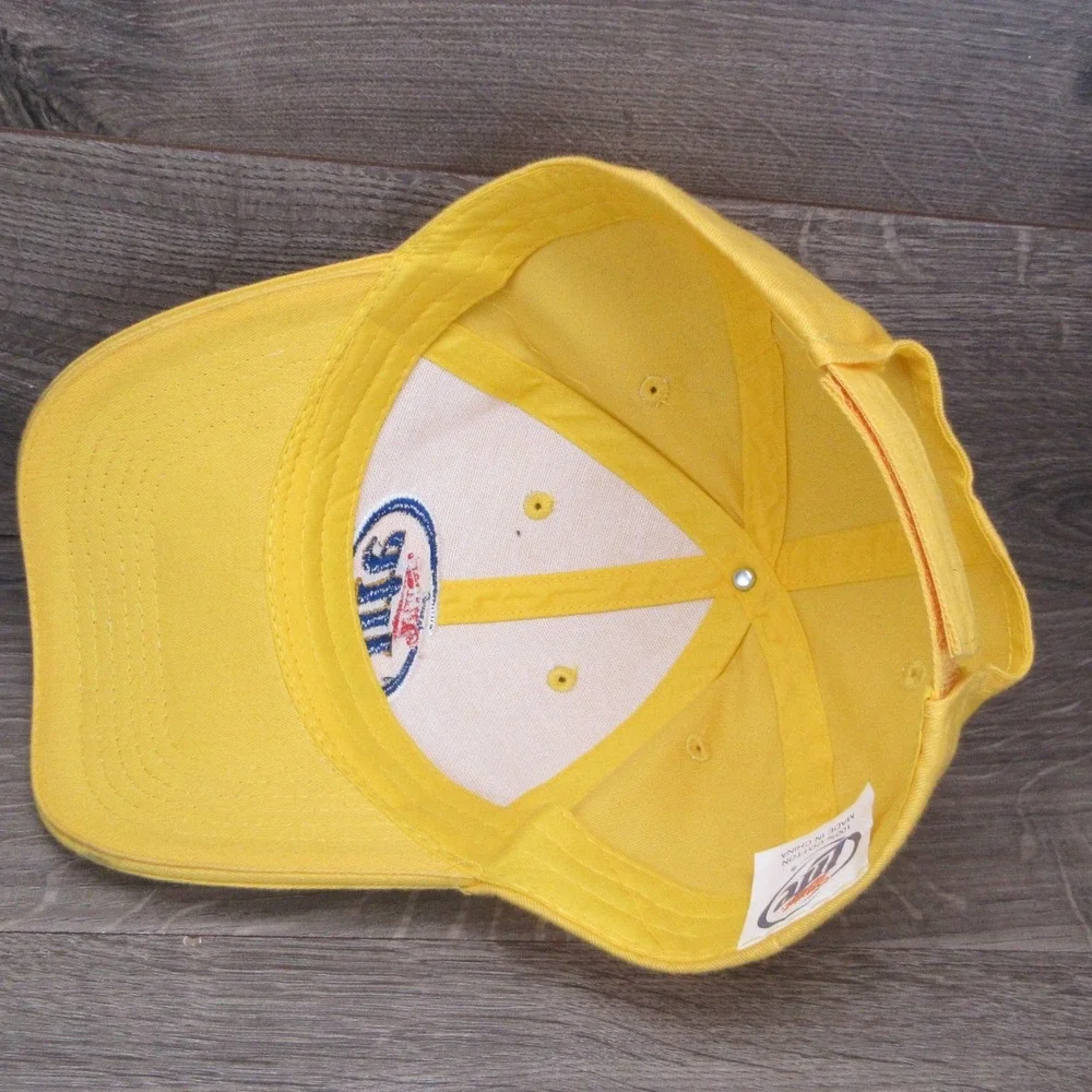 Miller Lite Hat Cap Mens Yellow Strap Back Beer Alcohol Brewery Promo